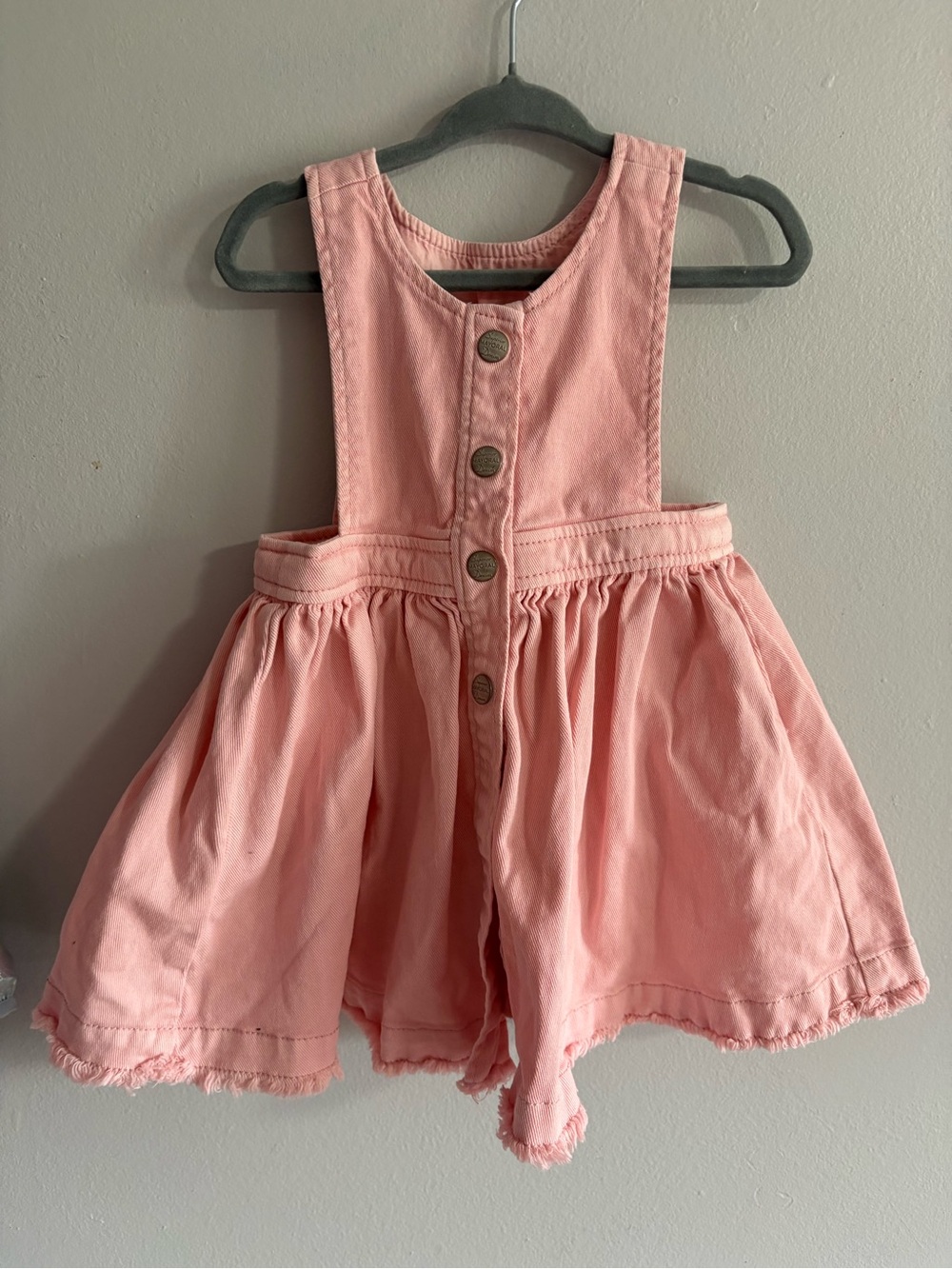 Girls Mayoral Brand Pink Button-Front Pinafore Skirted Romper